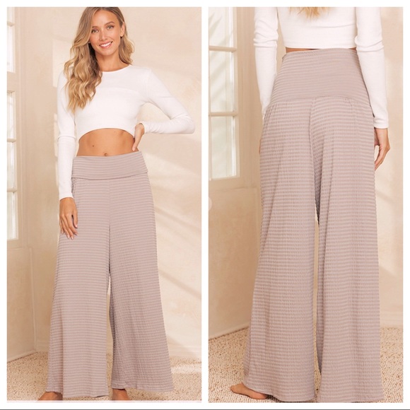 ShopEvelynne Pants - Boho Fabulous Textured fabric Wide Leg pants